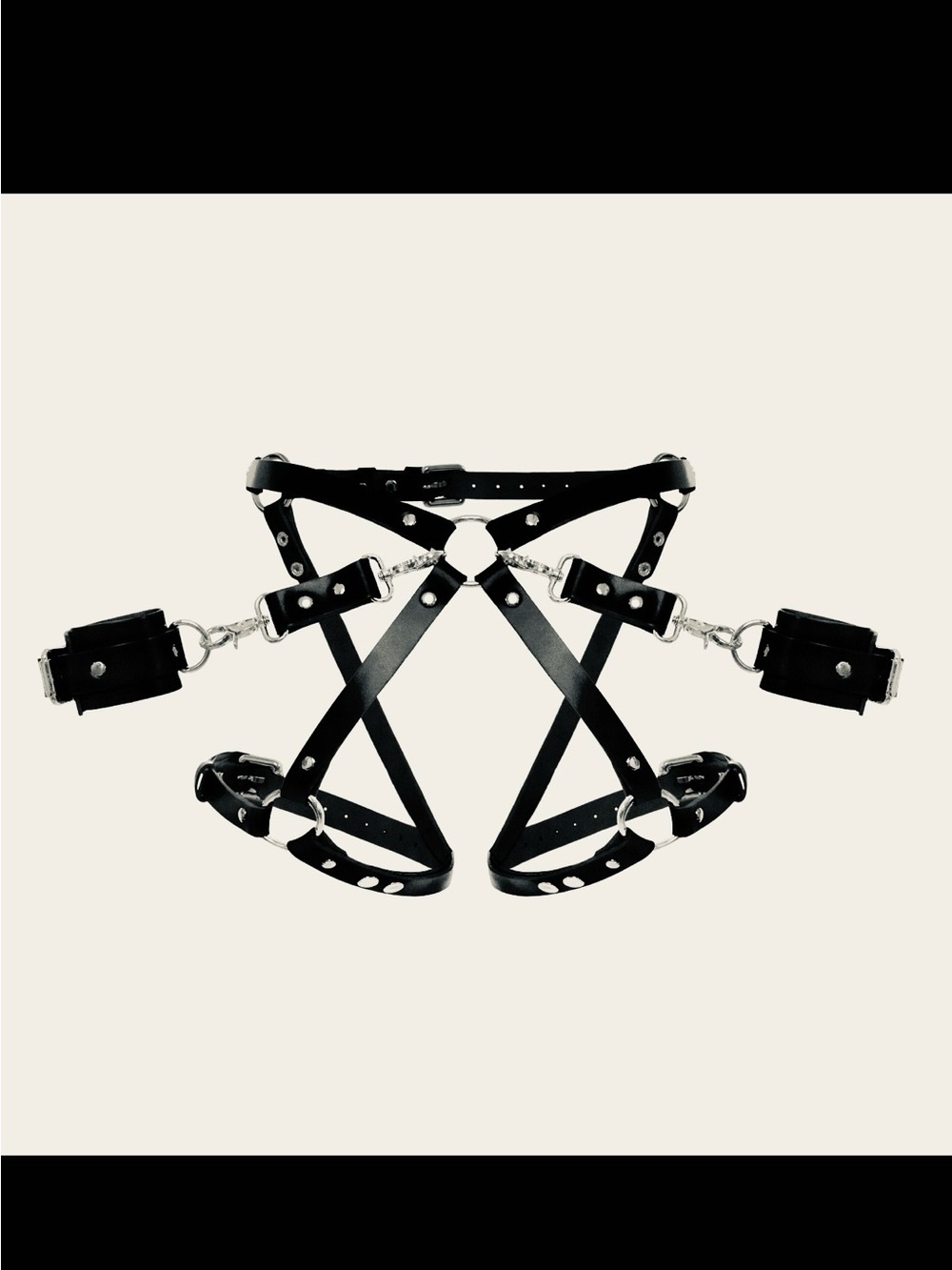 BDSM Leather Garter Harness + Bracelets XS